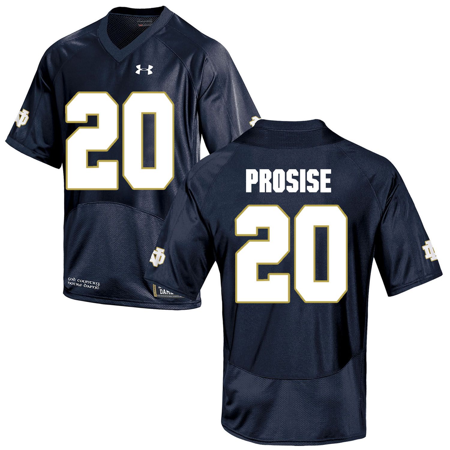 Men Norte Dame Fighting Irish #20 Prosise Navy Blue Customized NCAA Jerseys->->Custom Jersey